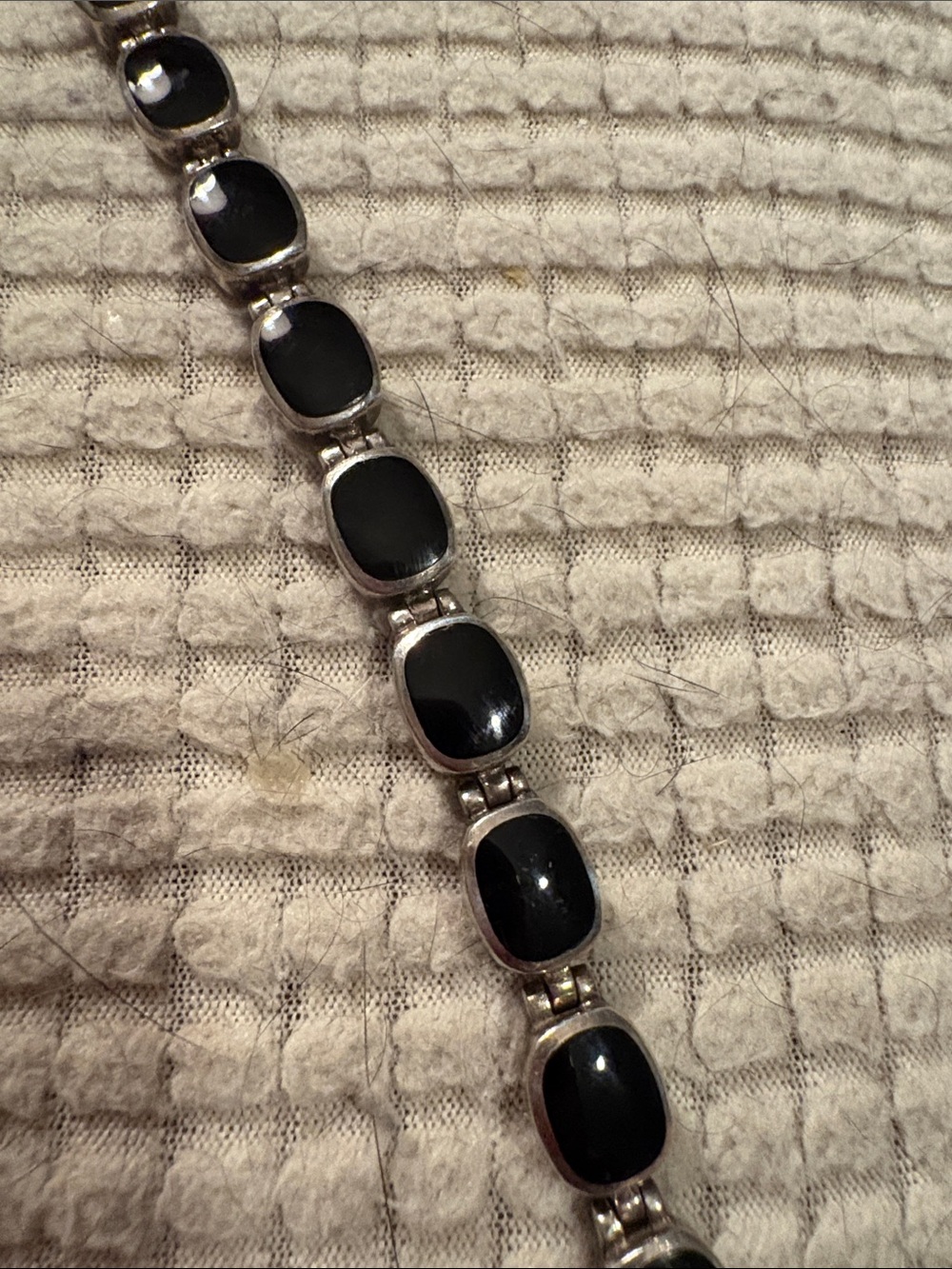 Timeless Sterling Black Onyx Link Bracelet-better than a Bangle!!!